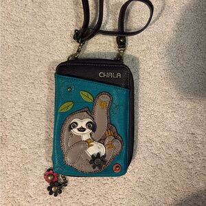 Chala Teal and Black Sloth Crossbody
